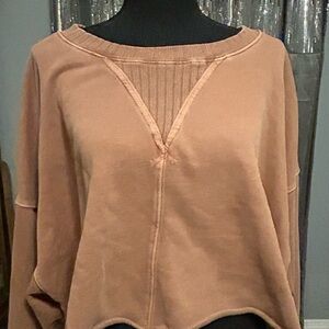 Peach Love California Womens Dusty Rose Cropped Pullover Sweatshirt